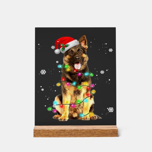 Deutscher Schäferhund Baum Weihnachtspullover Xmas Acrylschild (Vorderseite)
