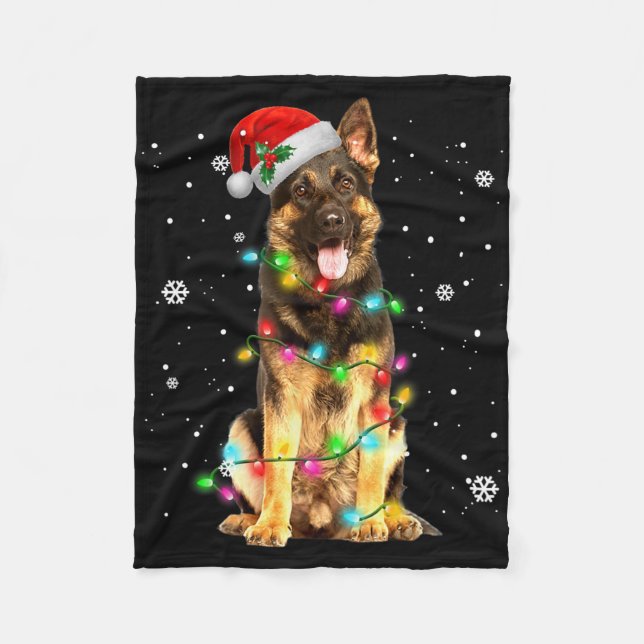Deutscher Schäferhund Baum Weihnachtspullover Xmas Fleecedecke (Vorderseite)