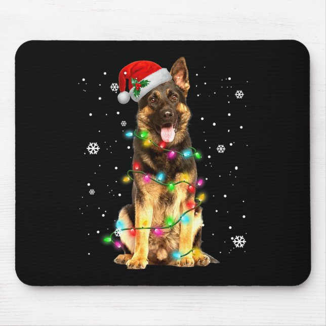 Deutscher Schäferhund Baum Weihnachtspullover Xmas Mousepad (Vorne)
