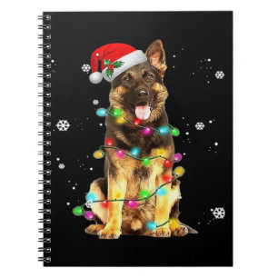 Deutscher Schäferhund Baum Weihnachtspullover Xmas Notizblock