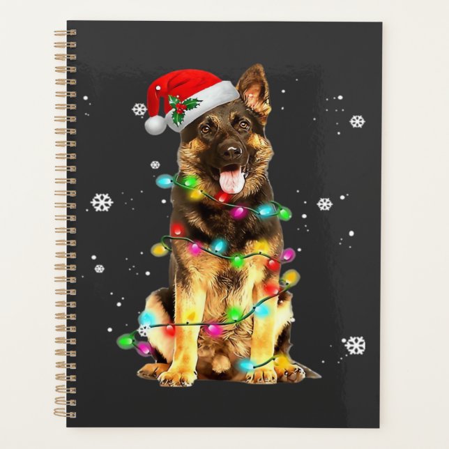 Deutscher Schäferhund Baum Weihnachtspullover Xmas Planer (Vorderseite)
