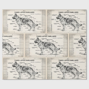 Deutscher Schäferhund Bauplan Geschenkpapier