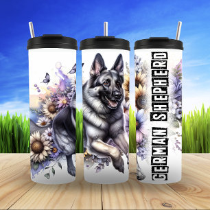 Deutscher Schäferhund Blumengeist Thermosbecher
