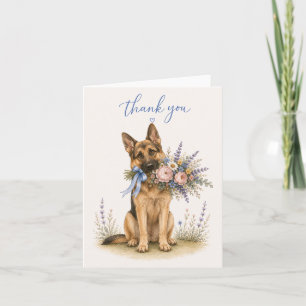 Deutscher Schäferhund Blumenstrauß Danke