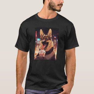 Deutscher Schäferhund Boba Bubble Tea Lustiger Hun T-Shirt