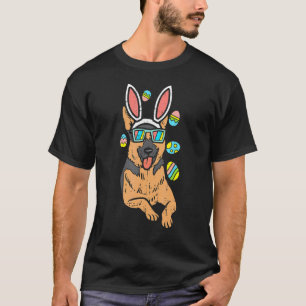 Deutscher Schäferhund Bunny Brille Ostern Eier K9 T-Shirt