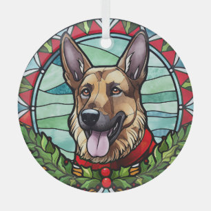 Deutscher Schäferhund Buntglas Weihnachten Ornament Aus Glas