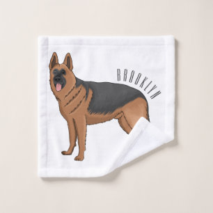 Deutscher Schäferhund-Cartoon Badhandtuch Set