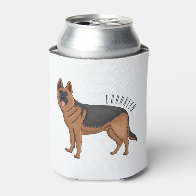 Deutscher Schäferhund-Cartoon Dosenkühler (Kanne Vorderseite)