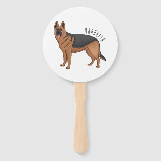 Deutscher Schäferhund-Cartoon Fächer (Vorderseite)