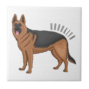 Deutscher Schäferhund-Cartoon Fliese