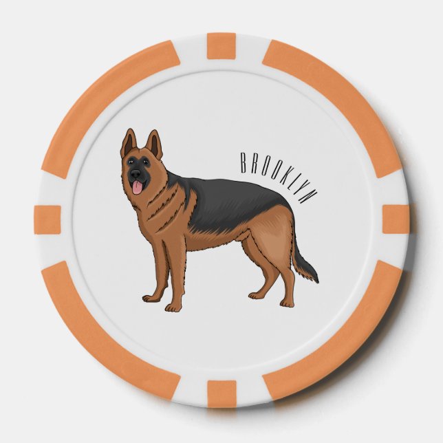 Deutscher Schäferhund-Cartoon Pokerchips (Vorderseite)