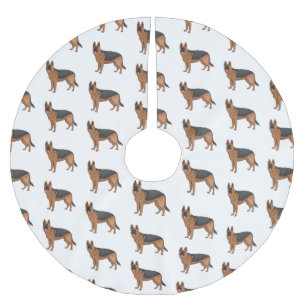 Deutscher Schäferhund-Cartoon Polyester Weihnachtsbaumdecke