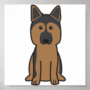 Deutscher Schäferhund Cartoon Poster