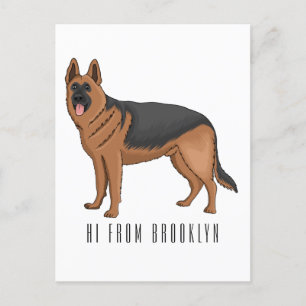 Deutscher Schäferhund-Cartoon Postkarte