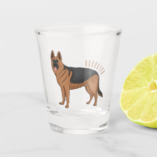 Deutscher Schäferhund-Cartoon Schnapsglas