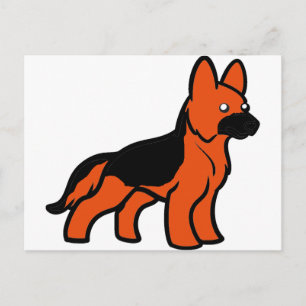 deutscher Schäferhund Cartoon schwarz und rot Postkarte