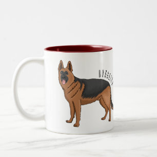 Deutscher Schäferhund-Cartoon Zweifarbige Tasse