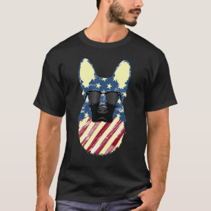 Deutscher Schäferhund Cool Patriot Frohes 4. Juli T-Shirt