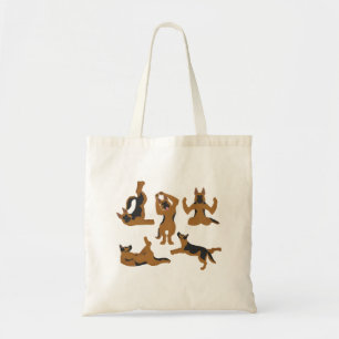 Deutscher Schäferhund, der Yoga-Tote-Tasche macht Tragetasche