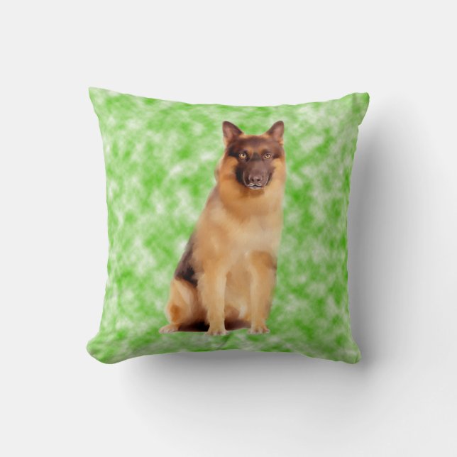 Deutscher Schäferhund Dog Art Portrait Kissen (Vorderseite)