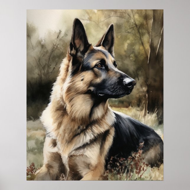 Deutscher Schäferhund Dog Art Print Poster (Vorne)