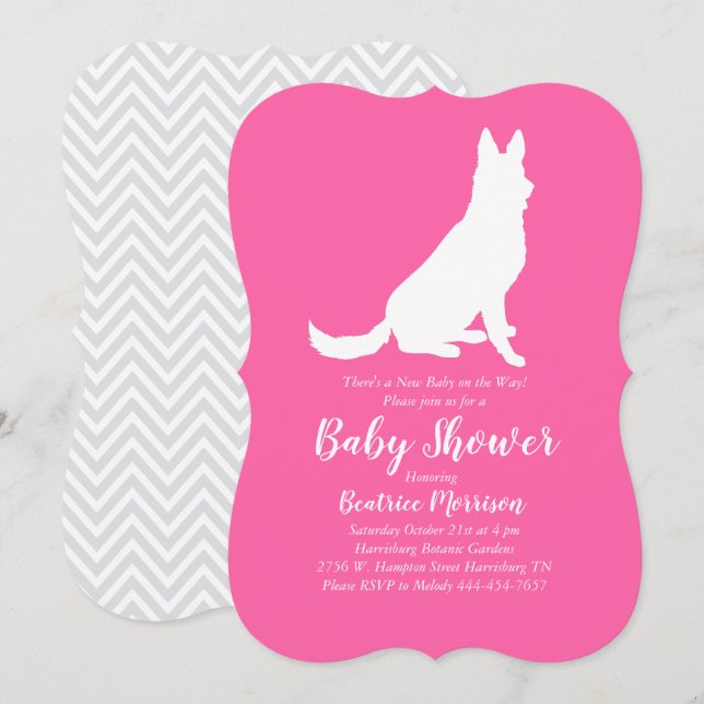 Deutscher Schäferhund Dog Baby Dusche Französisch  Einladung (Vorne/Hinten)