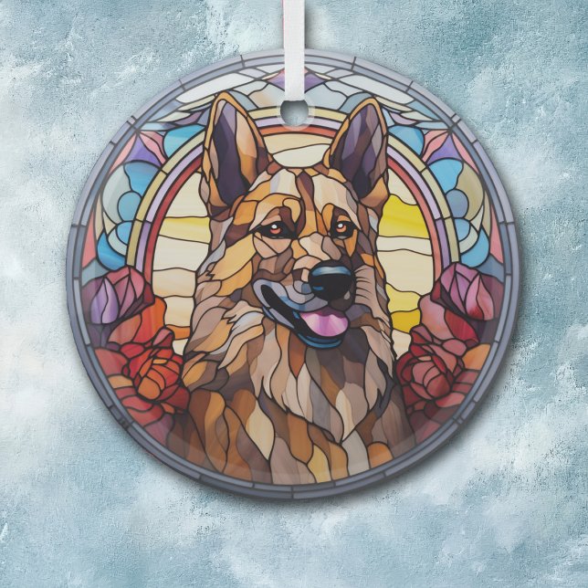 Deutscher Schäferhund Dog gestains Ornament Aus Glas (Von Creator hochgeladen)