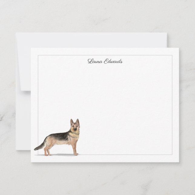 Deutscher Schäferhund Dog Gray Border Personalisie Mitteilungskarte (Vorderseite)