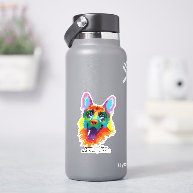 Deutscher Schäferhund Dog Multicolor Gemälde Aufkleber (HydroFlask)