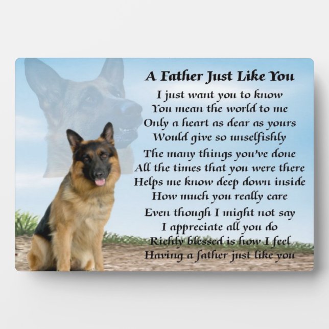 Deutscher Schäferhund Dog Vater Gedicht Plaque Fotoplatte (Vorderseite)