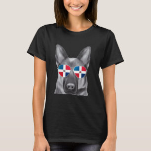 Deutscher Schäferhund Dominikanische Flagge Sonnen T-Shirt
