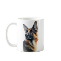 Deutscher Schäferhund dreht seinen Kopf Aquarell