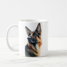 Deutscher Schäferhund dreht seinen Kopf Aquarell Kaffeetasse