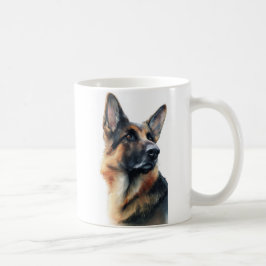 Deutscher Schäferhund dreht seinen Kopf Aquarell Kaffeetasse