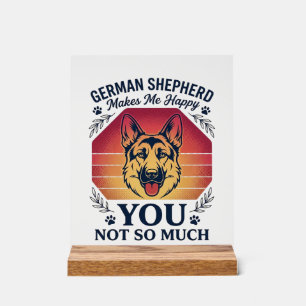 Deutscher Schäferhund Du Hund Retro Sonnenuntergan Acrylschild