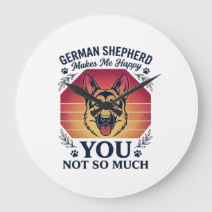 Deutscher Schäferhund Du Hund Retro Sonnenuntergan Große Wanduhr