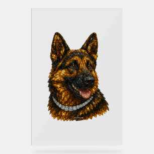 Deutscher Schäferhund Edelstein-Mosaik Luxus Acrylschild