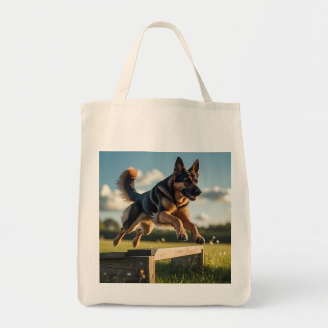 Deutscher Schäferhund Elegantes Lebensmittelgeschä Tragetasche (Vorne)