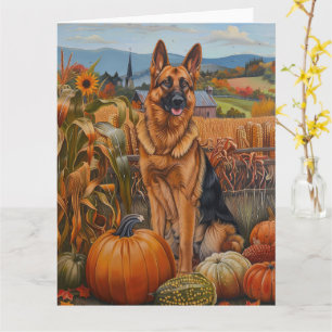Deutscher Schäferhund Erntedankfest Karte