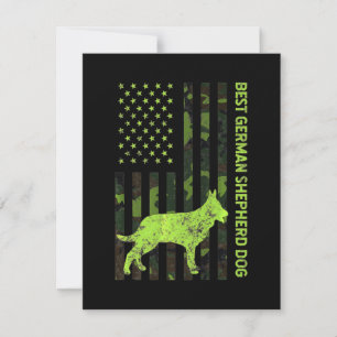 Deutscher Schäferhund erschüttert US-Flagge Camouf Mitteilungskarte