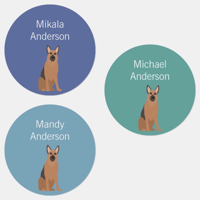 Deutscher Schäferhund färbt wasserdichtes Etikett (Gruppe)