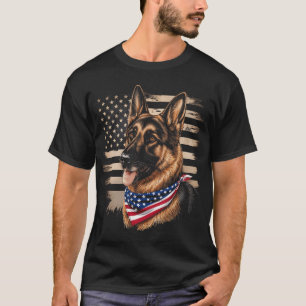 Deutscher Schäferhund Flagge Patriotischer Hunde L T-Shirt