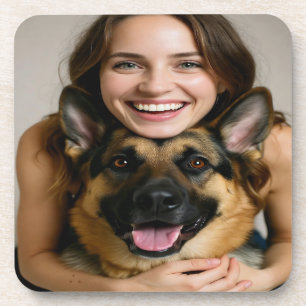 Deutscher Schäferhund-Foto personalisieren Getränkeuntersetzer