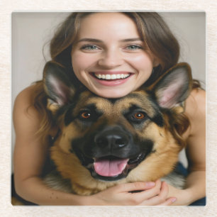 Deutscher Schäferhund-Foto personalisieren Glasuntersetzer