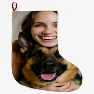 Deutscher Schäferhund-Foto personalisieren Großer Weihnachtsstrumpf