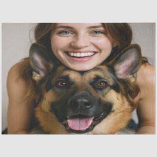Deutscher Schäferhund-Foto personalisieren Seidenpapier