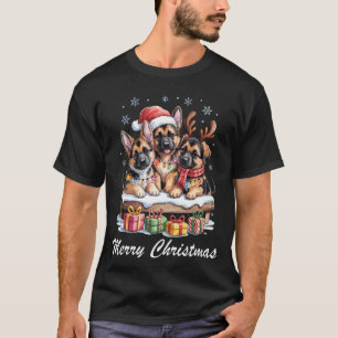 Deutscher Schäferhund Frohe Weihnachten Lustige Hu T-Shirt