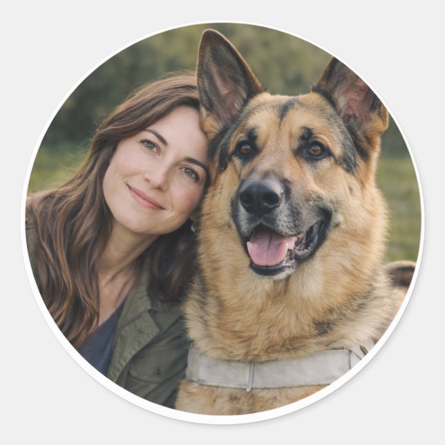 Deutscher Schäferhund Führhund Partnerschaft – Fra Runder Aufkleber (Vorderseite)
