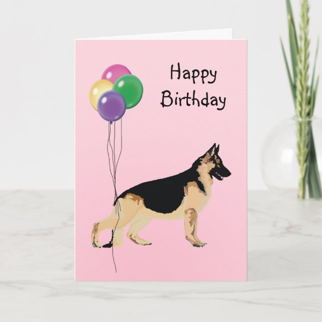 Deutscher Schäferhund, Geburtstagskugel Karte (Vorderseite)